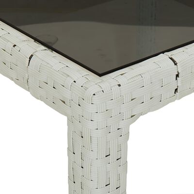 vidaXL fehér polyrattan és edzett üveg kerti asztal 90 x 90 x 75 cm