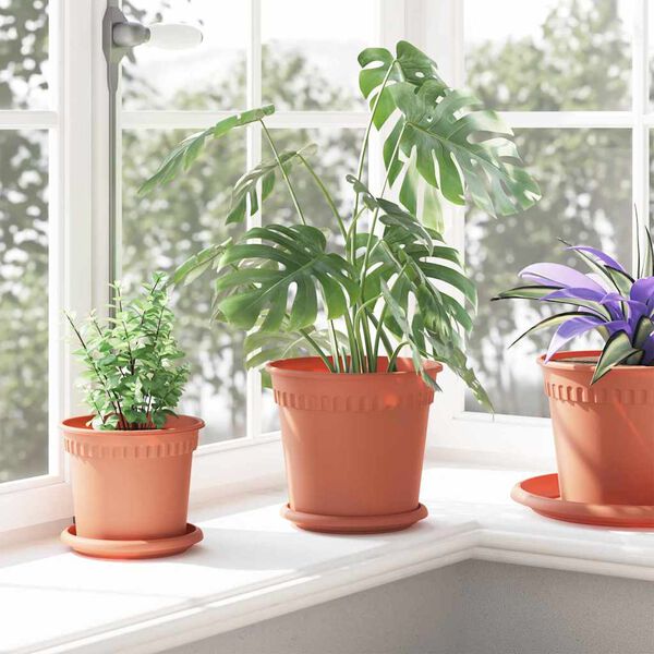 vidaXL Kerek Vir&aacute;gcser&eacute;p 6 pcs T&eacute;gla V&ouml;r&ouml;s &Oslash; 19 x 16 cm Műanyag