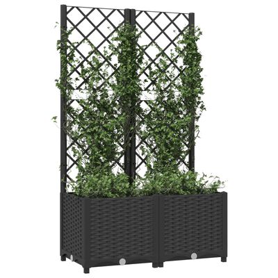 vidaXL fekete polipropilén rácsos kerti ültetőláda 80 x 40 x 136 cm
