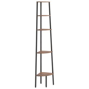 vidaXL 5 szintes s&ouml;t&eacute;tbarna &eacute;s fekete sarokpolc 45,5 x 31,5 x 180 cm
