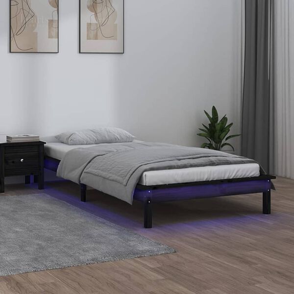 vidaXL fekete t&ouml;m&ouml;r fa &aacute;gykeret LED-vil&aacute;g&iacute;t&aacute;ssal 100 x 200 cm
