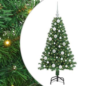 vidaXL Mű kar&aacute;csonyfa 150 LED-del Z&ouml;ld 120 cm PVC &eacute;s Ac&eacute;l &eacute;s Műanyag