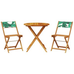 vidaXL 3 r&eacute;szes lev&eacute;lmint&aacute;s sz&ouml;vet &eacute;s t&ouml;m&ouml;r fa bisztr&oacute;szett