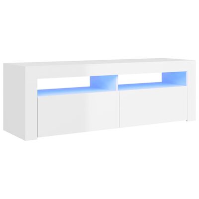 vidaXL magasfényű fehér TV-szekrény LED lámpákkal 120 x 35 x 40 cm