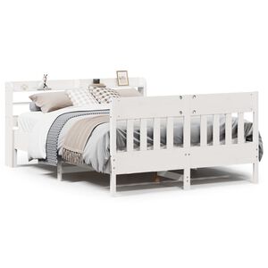 vidaXL feh&eacute;r t&ouml;m&ouml;r fenyőfa &aacute;gy matrac n&eacute;lk&uuml;l 150 x 200 cm