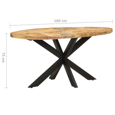 vidaXL nyers mangófa étkezőasztal 160 x 90 x 75 cm