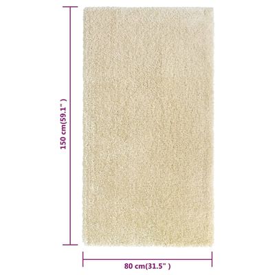 vidaXL magas szálú bézs bozontos szőnyeg 80 x 150 cm 50 mm