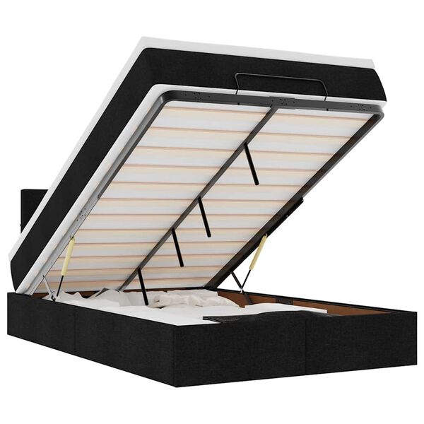 vidaXL fekete sz&ouml;vet ottom&aacute;n &aacute;gy matraccal & LED-ek 120x190 cm