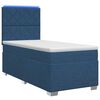 vidaXL Boxspring &aacute;gy matraccal LED szalagokkal K&eacute;k 90 x 190 cm Sz&ouml;vet