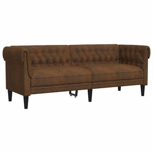 vidaXL 3 szem&eacute;lyes barna sz&ouml;vet Chesterfield kanap&eacute;