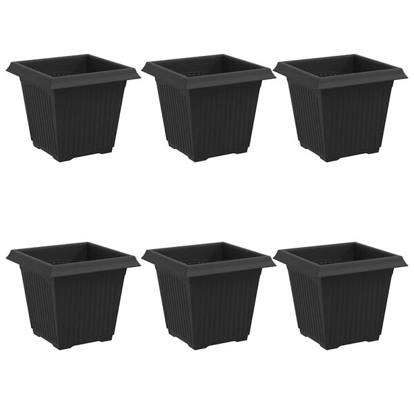 vidaXL N&eacute;gyzet Vir&aacute;gcser&eacute;p 6 pcs Fekete 16 x 16 x 14 cm Műanyag