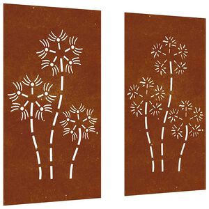 vidaXL 2 db vir&aacute;gmint&aacute;s corten ac&eacute;l kerti fald&iacute;sz 105 x 55 cm