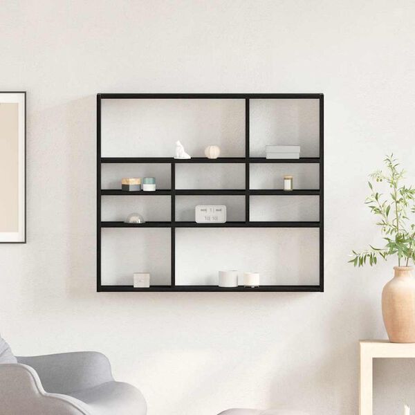 vidaXL fekete tölgy színű szerelt fa fali polc 90 x 16 x 78 cm