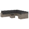 vidaXL 11 r&eacute;szes sz&uuml;rke polyrattan kerti &uuml;lőgarnit&uacute;ra p&aacute;rn&aacute;kkal