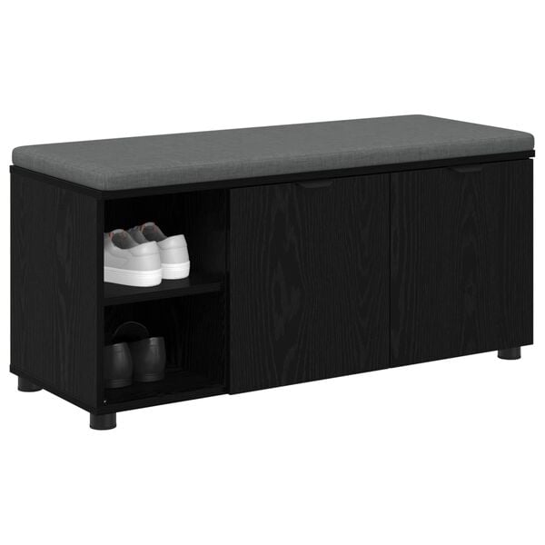 vidaXL Előt&eacute;r pad p&aacute;rn&aacute;val Egysz&iacute;nű Fekete t&ouml;lgy 100 x 38 x 46 cm