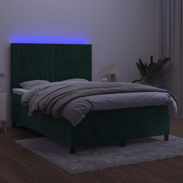 vidaXL s&ouml;t&eacute;tz&ouml;ld b&aacute;rsony rug&oacute;s &eacute;s LED-es &aacute;gy matraccal 140x200 cm