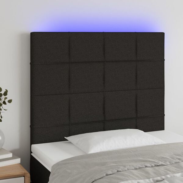 vidaXL fekete sz&ouml;vet LED-es fejt&aacute;mla 100x5x118/128 cm