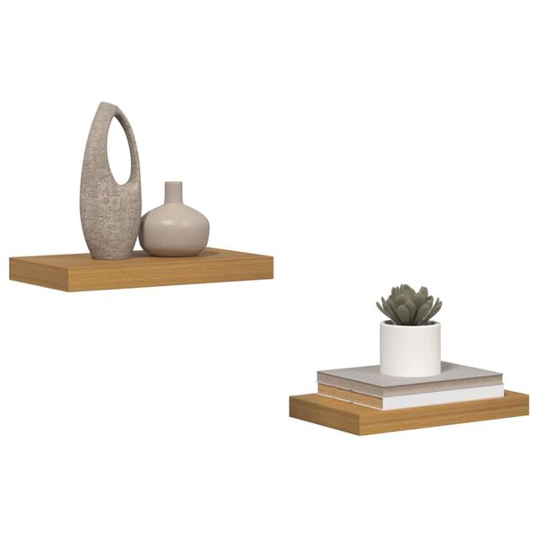 vidaXL Falpolc Falra szerelhető 2 pcs B&eacute;zs 40 x 23,5 x 4 cm Faanyag