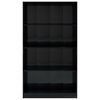 vidaXL 4-szintes f&eacute;nyes fekete forg&aacute;cslap k&ouml;nyvszekr&eacute;ny 80x24x142 cm