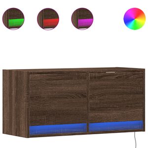vidaXL barna t&ouml;lgysz&iacute;nű fali TV-szekr&eacute;ny LED-del 80x31x35 cm