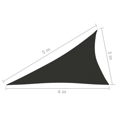 vidaXL antracitszürke háromszögű oxford-szövet napvitorla 3 x 4 x 5 m