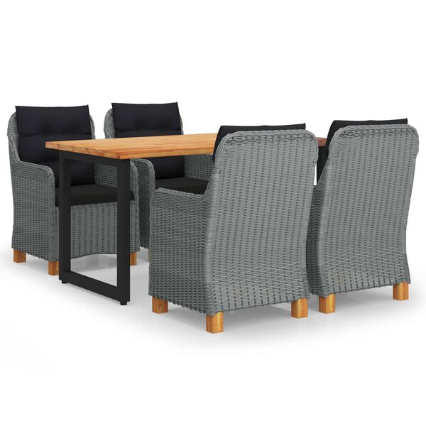 vidaXL 5 r&eacute;szes vil&aacute;gossz&uuml;rke polyrattan kerti &eacute;tkezőgarnit&uacute;ra