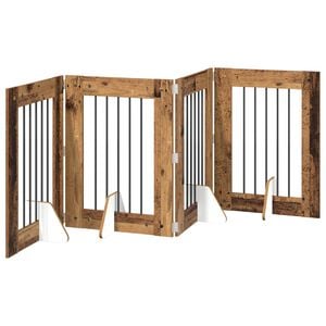 vidaXL &Ouml;sszecsukhat&oacute; kutyaker&iacute;t&eacute;s &aacute;llv&aacute;nyokkal 4 pcs Antik Fa 241 cm