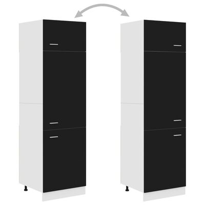 vidaXL fekete forgácslap szekrény hűtőhöz 60 x 57 x 207 cm