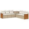 vidaXL Kanap&eacute; Szett 7 db Beige &eacute;s Kr&eacute;msz&iacute;nű Poli rattan &eacute;s ac&eacute;l