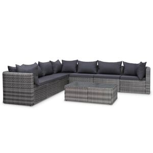 vidaXL 8-r&eacute;szes sz&uuml;rke polyrattan kerti b&uacute;torszett p&aacute;rn&aacute;kkal