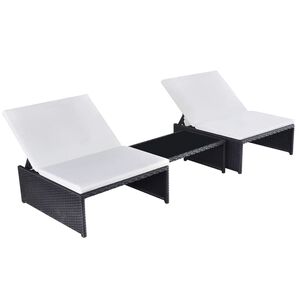 vidaXL 2 db fekete polyrattan d&ouml;nthető kerti sz&eacute;k asztallal