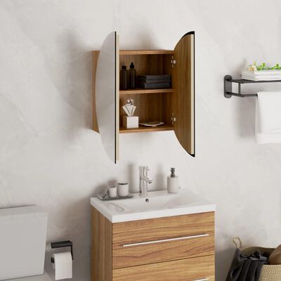 vidaXL tölgy fürdőszobai szekrény kerek tükörrel/LED-del 40x40x17,5 cm