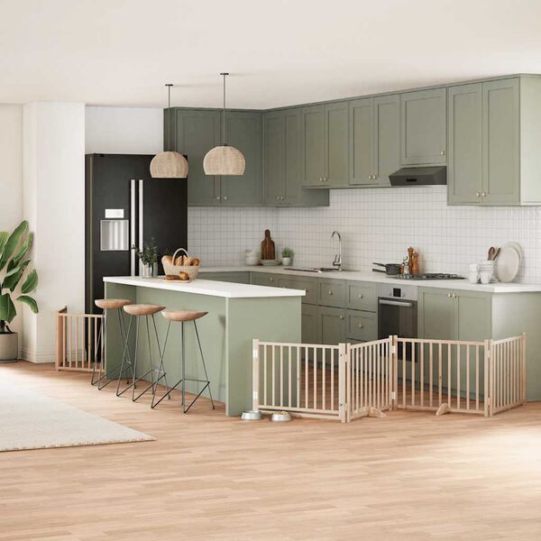 vidaXL ny&aacute;rfa 8 paneles &ouml;sszecsukhat&oacute; kutyakapu ajt&oacute;val 640 cm