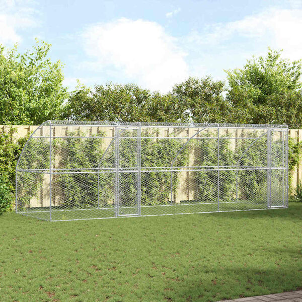 vidaXL Kutyah&aacute;z t&aacute;rol&oacute;val 3 pcs Ez&uuml;st 6 x 2 x 2 m Horganyzott ac&eacute;l