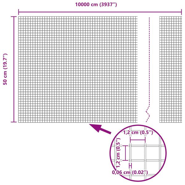 vidaXL Hegesztett Drótháló Kerítés Ezüst 0.5 x 100 m Acél
