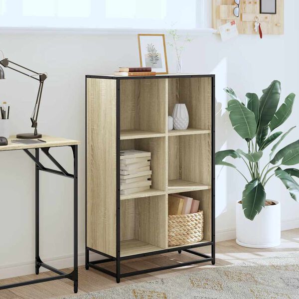 vidaXL sonoma t&ouml;lgysz&iacute;nű szerelt fa k&ouml;nyvszekr&eacute;ny 65,5x33x107,5 cm