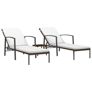 vidaXL 2 db barna polyrattan napoz&oacute;&aacute;gy asztallal