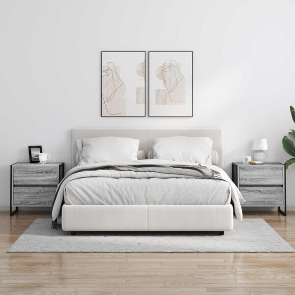 vidaXL &Eacute;jjeli asztal fi&oacute;kkal Sz&uuml;rke Sonoma 50 x 39.5 x 50 cm Faanyag