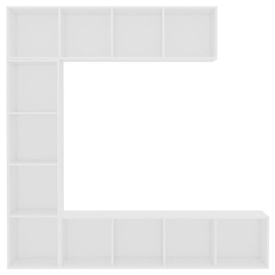 vidaXL 3-részes fehér könyv-/TV-szekrényszett 180 x 30 x 180 cm