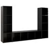vidaXL 3 db magasf&eacute;nyű fekete szerelt fa TV-szekr&eacute;ny 142,5x35x36,5 cm