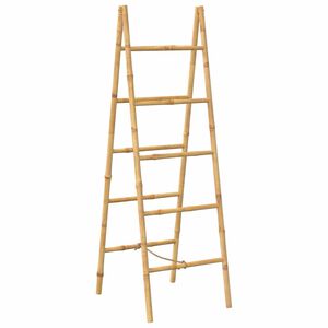 vidaXL dupla t&ouml;r&ouml;lk&ouml;zősz&aacute;r&iacute;t&oacute; l&eacute;tra 5 fokos bambusz 50x160 cm