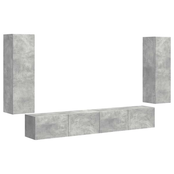 vidaXL TV falit kabinet szett 4 pcs Beton Sz&uuml;rke Faanyag