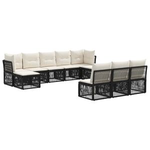 vidaXL Kerti Kanap&eacute; Szett 10 pcs Fekete polirattan