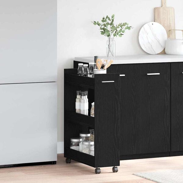 vidaXL Cabinet kerékkel Musta tammi 60 x 22 x 79 cm Faanyag