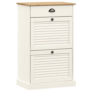 vidaXL VIGO feh&eacute;r t&ouml;m&ouml;r fenyőfa cipőszekr&eacute;ny 60x35x96 cm