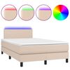 vidaXL cappuccino sz&iacute;nű műbőr rug&oacute;s &aacute;gy matraccal &eacute;s LED-del 120x200cm