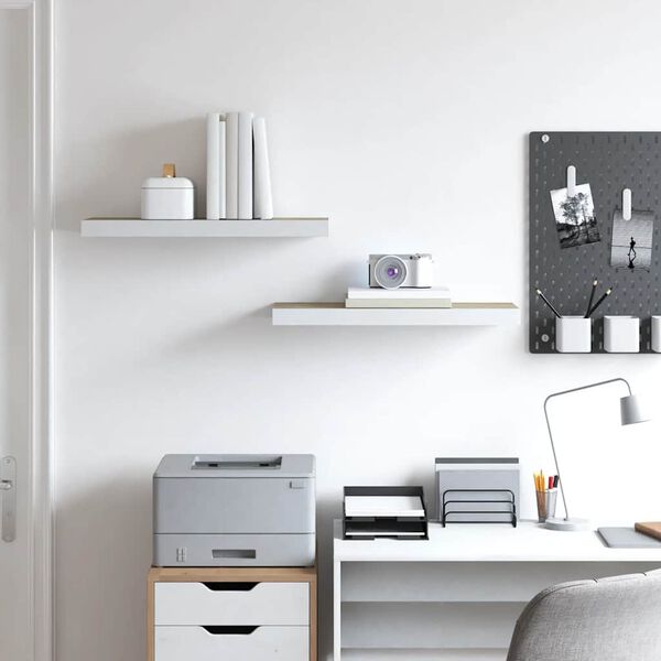 vidaXL 2 db t&ouml;lgysz&iacute;nű &eacute;s feh&eacute;r MDF lebegő fali polc 60x23,5x3,8 cm