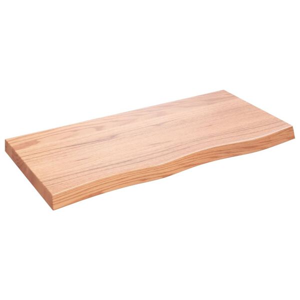 vidaXL vil&aacute;gosbarna kezelt t&ouml;m&ouml;r fa f&uuml;rdőszobai pult 100x50x(2-6) cm
