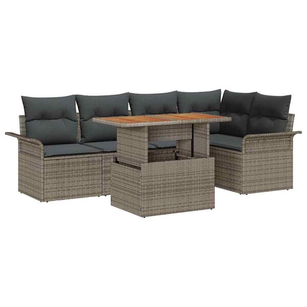 vidaXL Kerti Kanapé Szett párnával 6 pcs Szürke