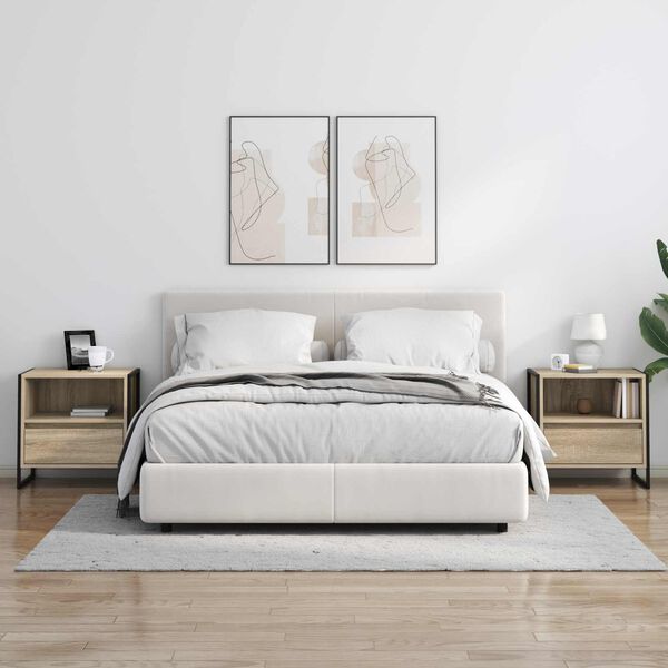 vidaXL &Eacute;jjeli asztal fi&oacute;kkal Sonoma 50 x 39,5 x 50 cm Faanyag